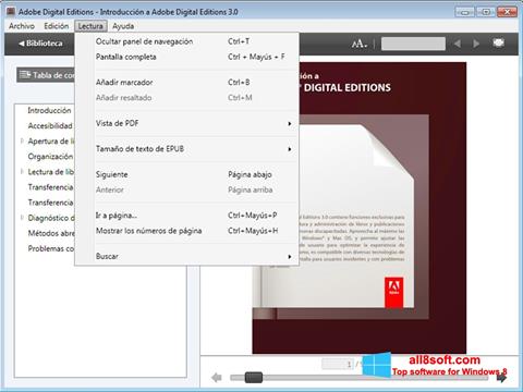Petikan skrin Adobe Digital Editions untuk Windows 8