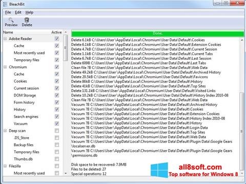 Petikan skrin BleachBit untuk Windows 8