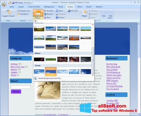 Petikan skrin Artisteer untuk Windows 8