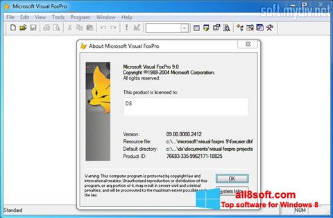 Petikan skrin Microsoft Visual FoxPro untuk Windows 8