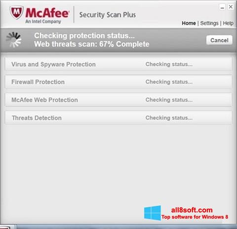 Petikan skrin McAfee Security Scan Plus untuk Windows 8