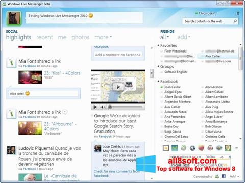 Petikan skrin Windows Live Messenger untuk Windows 8