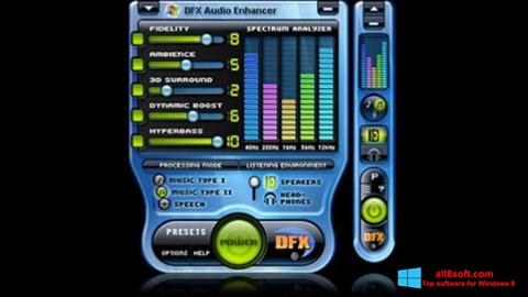 Petikan skrin DFX Audio Enhancer untuk Windows 8