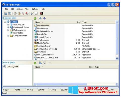 Petikan skrin InfraRecorder untuk Windows 8