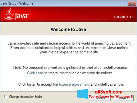 Petikan skrin Java Runtime Environment untuk Windows 8