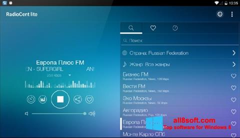Petikan skrin Radiocent untuk Windows 8