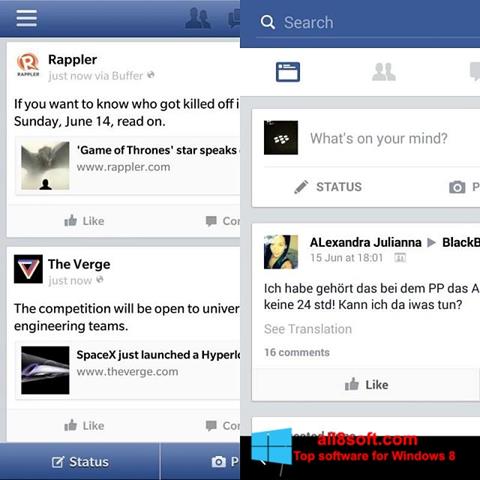 Petikan skrin Facebook untuk Windows 8