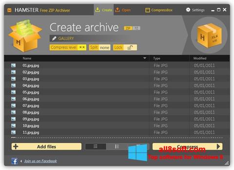 Petikan skrin Hamster Free ZIP Archiver untuk Windows 8